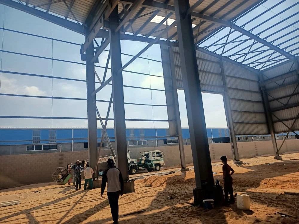 Steel framing during installation in Sadat City
